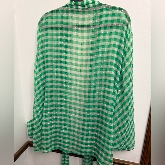 Free people picnic plaid top One Size green gingham EUC - Picture 5 of 5